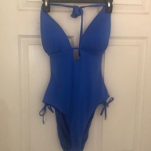 Blue plunging Monokini Swimsuit XL